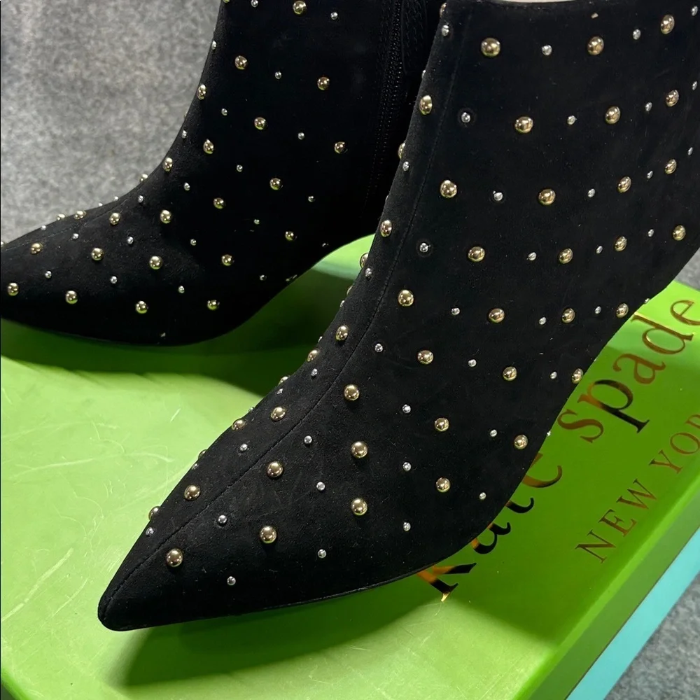 Kate Spade Kate Genuine Suede Leather STARR Studded heel Ankle Booties  8 1/2